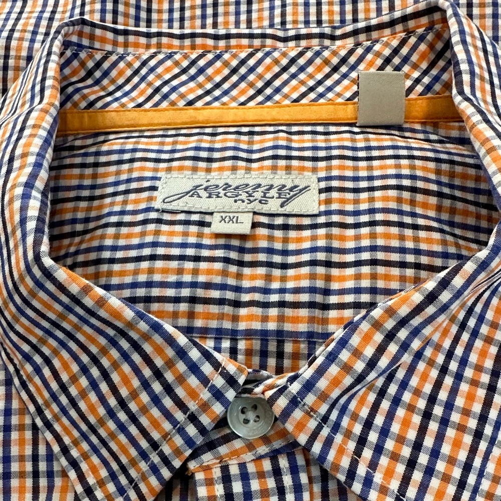 jeremy ARGYLE nyc | Men's Dress Shirt | Orange and Blue | XXL